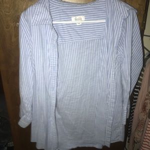 Quarter-Sleeve Button-Up Blouse